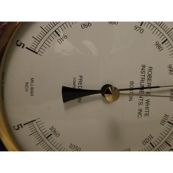 Vintage Nautical Brass Barometer Robert E. White Instruments Inc. Boston, MA USA - Picture 7 of 12